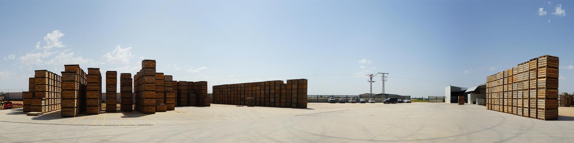 Panorámica almacén exterior de ajos, Cumarli